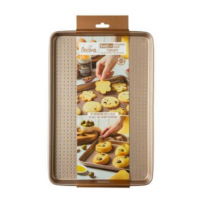 Стоманена тава за печене с перфорирано дъно- Gold Line - 39,7 x 27 x 2,4 h cm - Decora