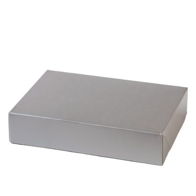 Кутия за сладки с текстилна текстура сребърно 23x16x5см Decora