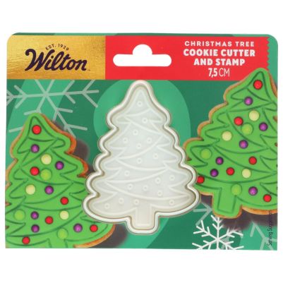 Резец за сладки с релефен печат „Коледна елха“ Wilton – 7,5 см