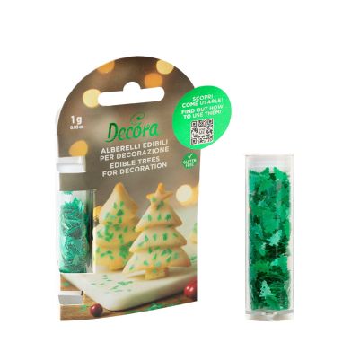 Захарна декорация - Зелени елхички - 1гр - Decora