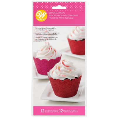 Хартиени опаковка за мъфини - Glitter Red Pink pk/24