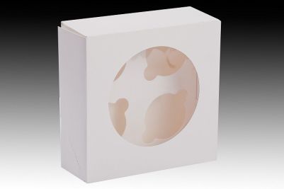 Кутия за 4 мъфин с прозорец и сепаратор - 20 x 20 x 7,5 см
