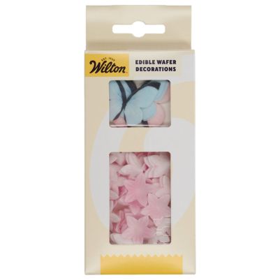 Комплект вафлена декорация Wilton - Пеперуди и цветенца - Пастелен микс - 30 броя 