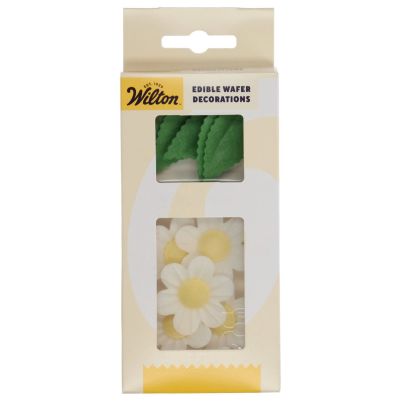 Комплект вафлена декорация Wilton - Бели цветя и листа - 11 броя 