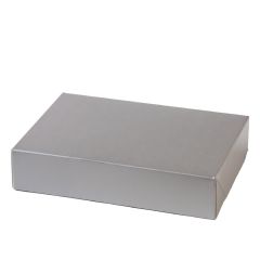 Кутия за сладки с текстилна текстура сребърно 23x16x5см Decora