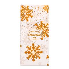 Комплект кутии за шоколад - Златни снежинки - 7.5 x 16 x 2.5 см - 5 броя