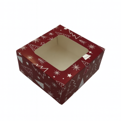 Коледна кутия за биксвитки - 13х13х5 см