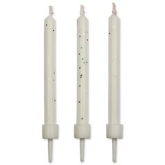 PME Блестящи свещички за торта със стойки – бели, 10 бр., 62 mm