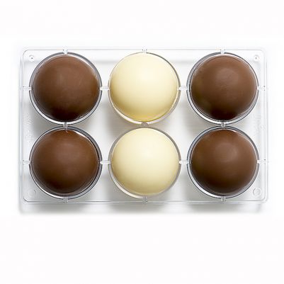 Поликарбонатна форма за шоколад - Полусфера   - 7,5 см - 6 броя 