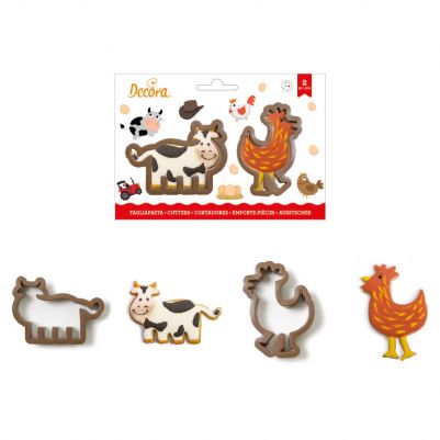 Крава и кокошка - Комплект пластмасови резци Decora