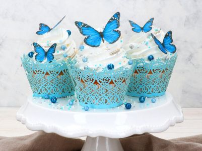Вафлена декорация - Сини Пеперуди - 29 броя