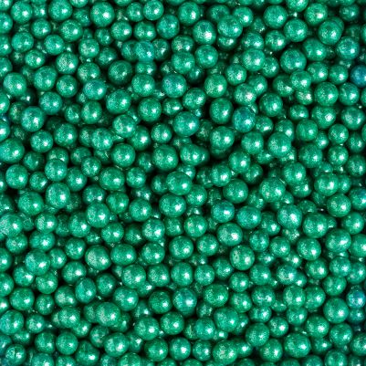 Захарна декорация - Перли - Зелен металик -  5мм -  100 гр - Decora