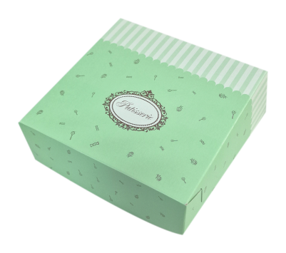 Хартиена кутия за торта - 19.5 х 20 х 8 см. Зелена