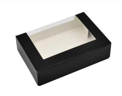 Комплект кутии за бонбони с прозорец - Черна- 16,5х11,5х4см - 5 броя