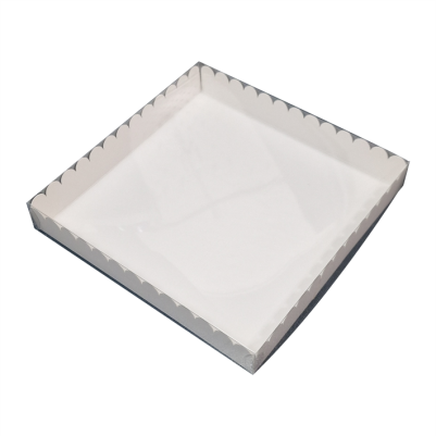 Кутия за бисквитки с прозрачен капак - 12,3 x 12,3 x 2,5 cm - 5 броя