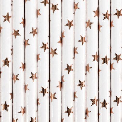 Хартиени сламки  - STARS ROSE GOLD 