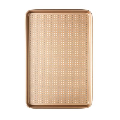 Стоманена тава за печене с перфорирано дъно- Gold Line -  39,7 x 27 x 2,4 h cm - Decora