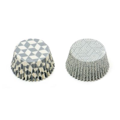 Хартиени форми за мъфини - Silver geometric - 36 броя