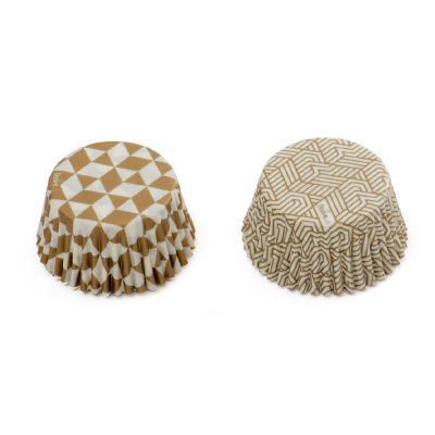 Хартиени форми за мъфини - Gold geometric - 36 броя