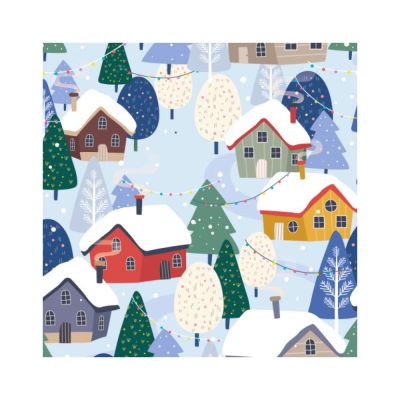 Кутия за 4 мъфина   -  17,5 х 17,5 х 8,5 см - Коледно село