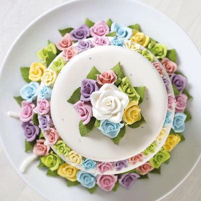 Захарна декорация - Розови рози - Средни - 8 броя