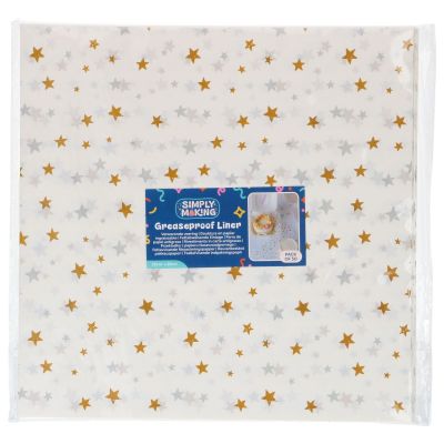 Хартиена подложка за кутия за бенто торта - златисто-сребърни звезди - 50 броя