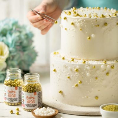 Захарна декорация -Перли 7мм - Злато MAXI 100гр - Decora