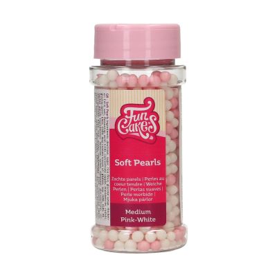 Захарна декорация - Soft Pearls Medium Pink/White 60 g