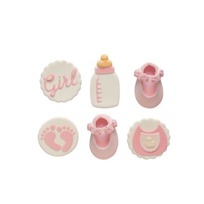 Захарна декорация - Baby Party - Розово - 6 броя - Decora