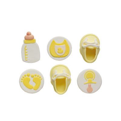 Захарна декорация - Baby Party  - Жълто - 6 броя - Decora