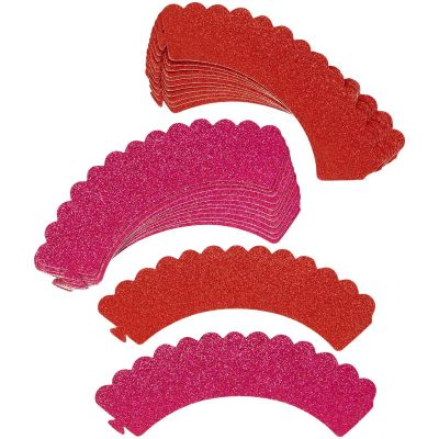 Хартиени опаковка за мъфини -  Glitter Red  Pink pk/24