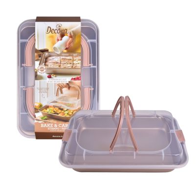 Тава за печене с капак - 37 х 24,5 х в 5 см - RoseGold - Decora