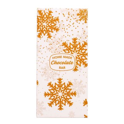 Комплект кутии за шоколад - Златни снежинки - 7.5 x 16 x 2.5 см - 5 броя