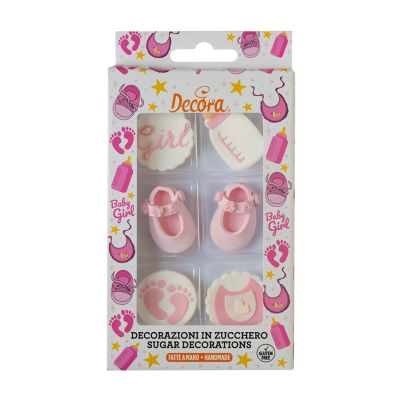 Захарна декорация - Baby Party - Розово - 6 броя - Decora