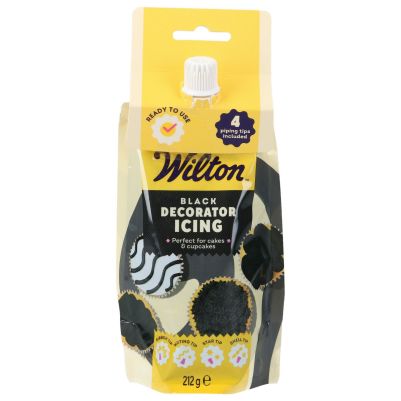 Готов айсинг за декорация с 4 накрайника – Черен - Wilton - 212 г