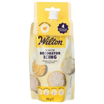 Готов айсинг за декорация с 4 накрайника – Бял - Wilton - 212 г