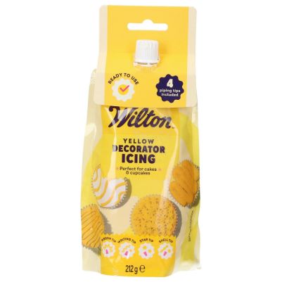 Готов айсинг за декорация с 4 накрайника – Жълт - Wilton - 212 г