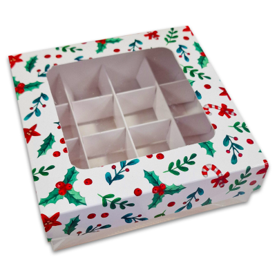 Кутия за бонбони и бисквитки с прозорец – 15 × 15 × 5 см – Джел - 3 броя