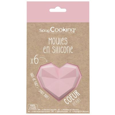 Силиконови форми - Диамантено сърце - 6 броя - ScrapCooking