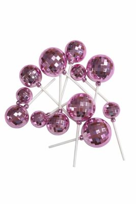 Топери за торта - Балони - Розово - Диско топка- 12 бр.