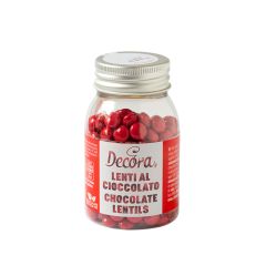 Шоколадови дражета - Червено - 80гр - Decora